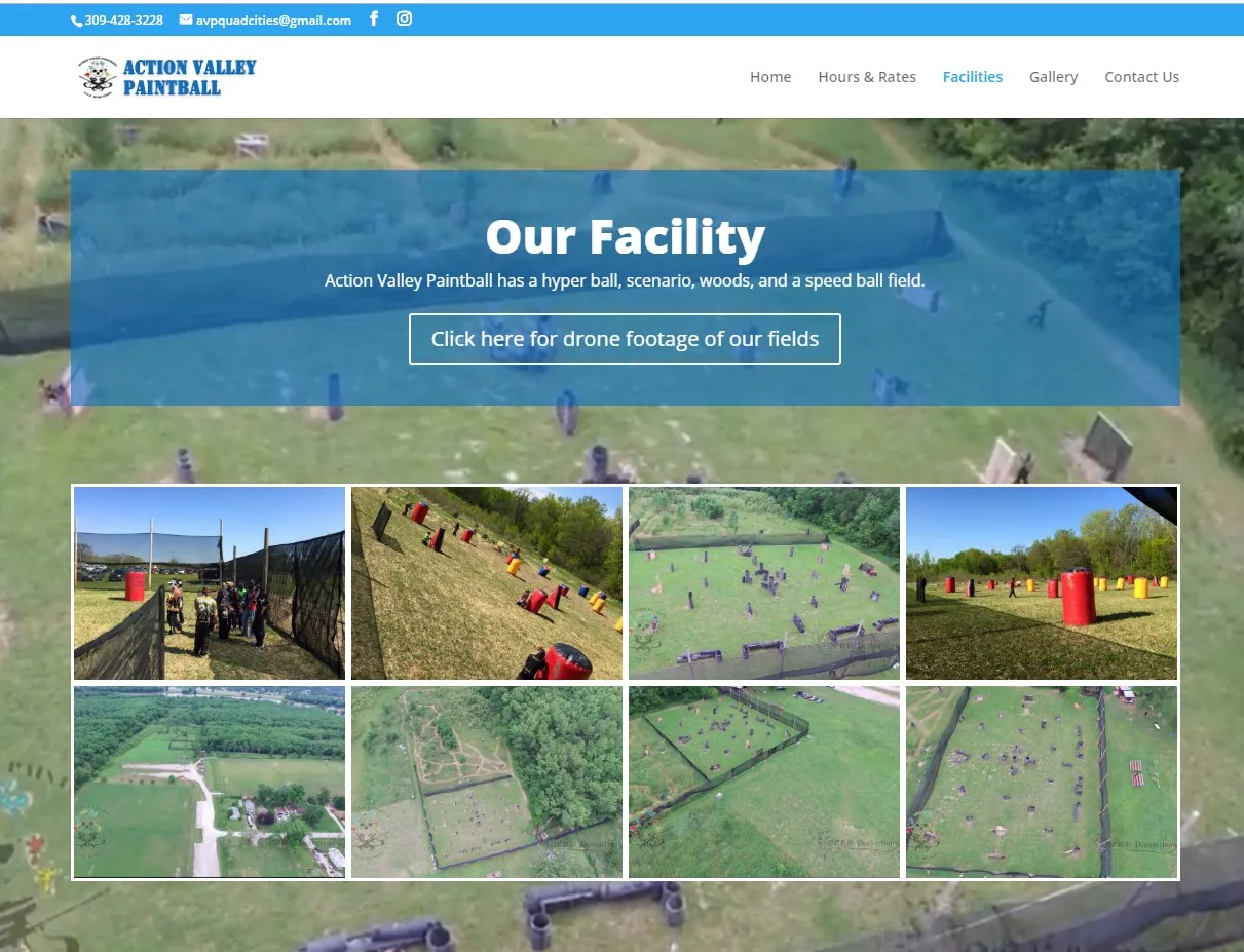 Screenshot of Action Valley Paintball facilities page