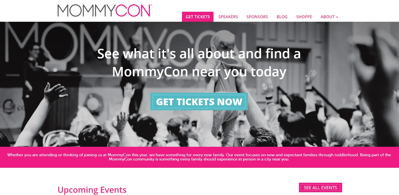 Screenshot of MommyCon parent convention website
