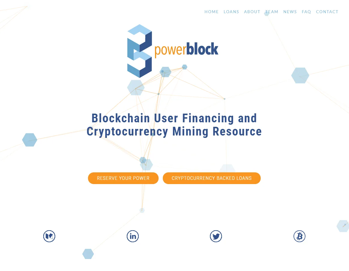 Screenshot of PowerBlock Coin cryptocurrency information website