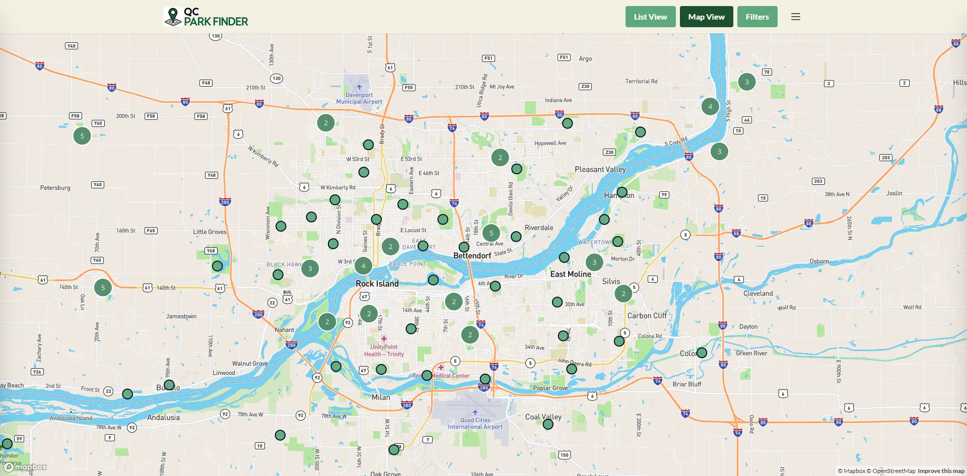 QCParkFinder web application screenshot